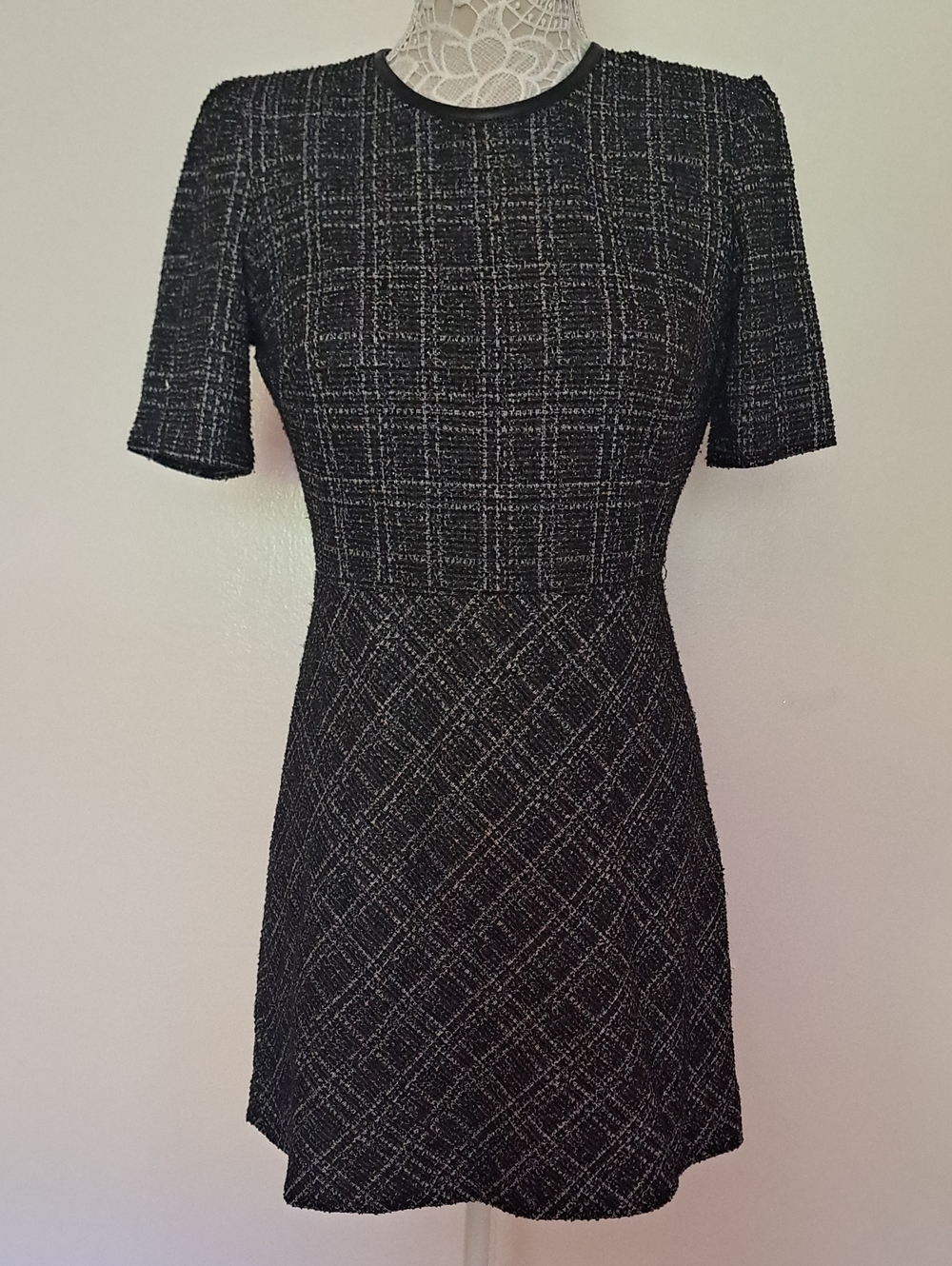 Calvin Klein Black and White Tweed Mini Dress